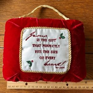 Vintage Pillow Red Velvet Embroidered Hanging Ornament